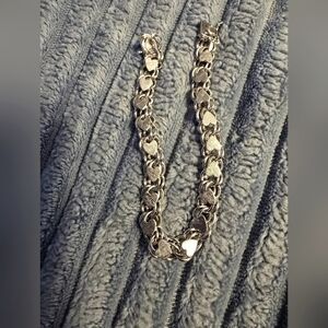 EUC 7in Elco 1970s sterling silver heart bracelet vintage sterling silver